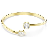Imber bangle, Mixed cuts, White, 18K gold finish