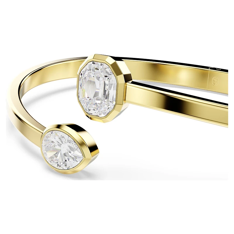 Imber bangle, Mixed cuts, White, 18K gold finish