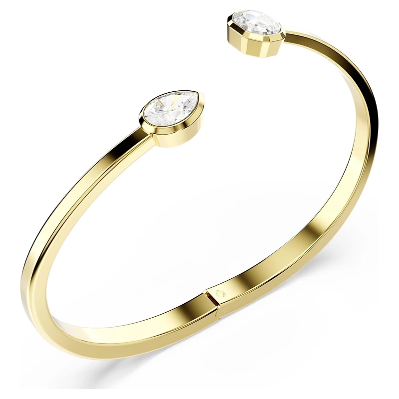 Imber bangle, Mixed cuts, White, 18K gold finish