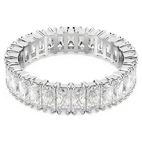 Matrix ring, Baguette cut, White, Silver-tone finish by SWAROVSKI