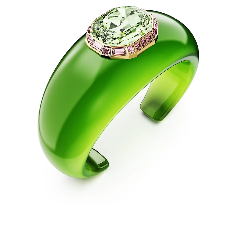 Dulcis cuff, Octagon cut, Green, 18K gold finish