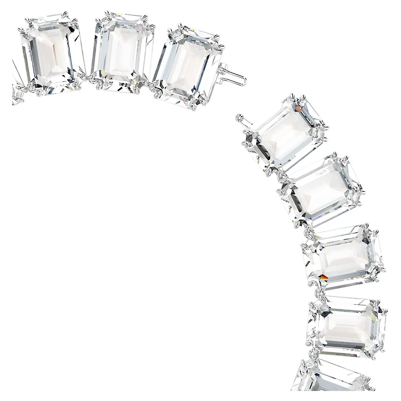 Millenia necklace, Oversized crystals, Octagon cut, White, Rhodium plated by SWAROVSKI