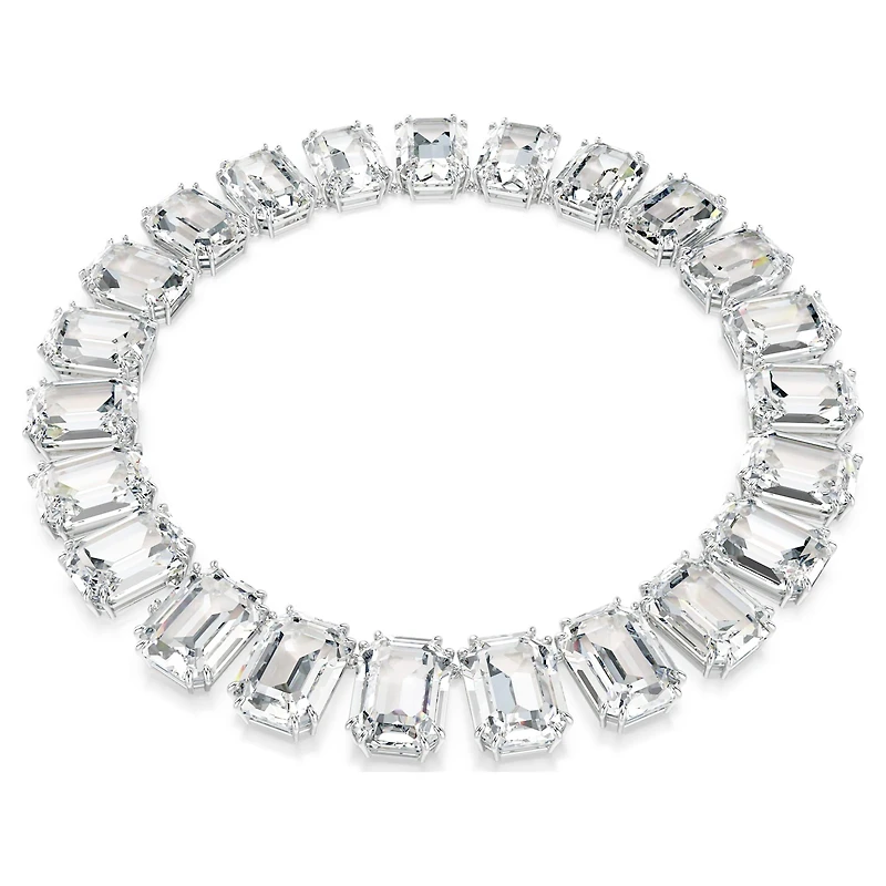 Millenia Tennis necklace, Oversized crystals, Octagon cut, White, Rhodium plated by SWAROVSKI