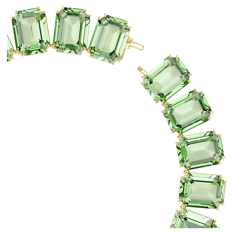 Millenia Tennis necklace, Oversized crystals, Octagon cut, Green, Gold-tone plated by SWAROVSKI