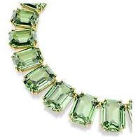 Millenia Tennis necklace, Oversized crystals, Octagon cut, Green, Gold-tone plated by SWAROVSKI