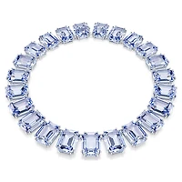 Millenia Tennis necklace, Oversized crystals, Octagon cut, Blue, Rhodium plated by SWAROVSKI