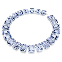 Millenia Tennis necklace, Oversized crystals, Octagon cut, Blue, Rhodium plated by SWAROVSKI