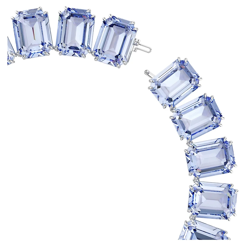 Millenia Tennis necklace, Oversized crystals, Octagon cut, Blue, Rhodium plated by SWAROVSKI