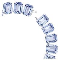 Millenia Tennis necklace, Oversized crystals, Octagon cut, Blue, Rhodium plated by SWAROVSKI