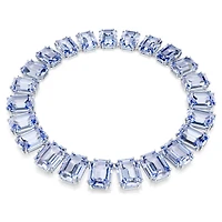 Millenia Tennis necklace, Oversized crystals, Octagon cut, Blue, Rhodium plated by SWAROVSKI