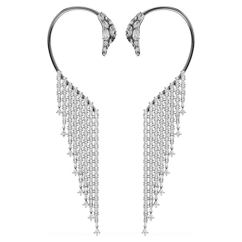 The Vienna Collection ear cuffs, Swan, White, Ruthenium plated by SWAROVSKI