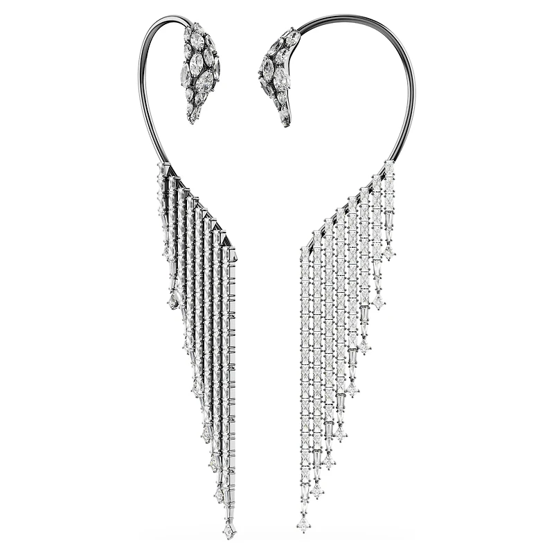 The Vienna Collection ear cuffs, Swan, White, Ruthenium plated by SWAROVSKI