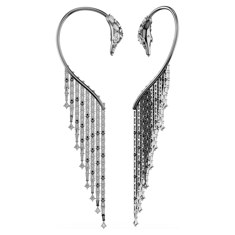 The Vienna Collection ear cuffs, Swan, White, Ruthenium plated by SWAROVSKI
