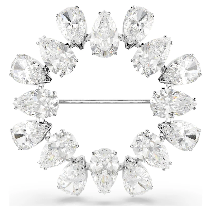 Matrix brooch, Pear cut, White, Rhodium plated by SWAROVSKI