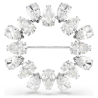 Matrix brooch, Pear cut, White, Rhodium plated by SWAROVSKI