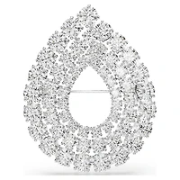 Matrix brooch, Round cut, White, Rhodium plated by SWAROVSKI