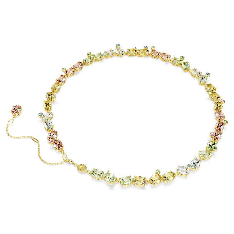 Gema Tennis necklace, Mixed cuts, Multicoloured, Gold-tone plated by SWAROVSKI