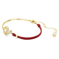 Snake bracelet, Crystal pearl, Mixed cuts, Year of the Snake, Red, 18K gold finish