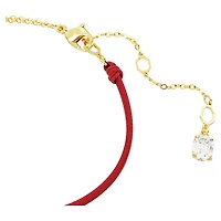 Snake bracelet, Crystal pearl, Mixed cuts, Year of the Snake, Red, 18K gold finish