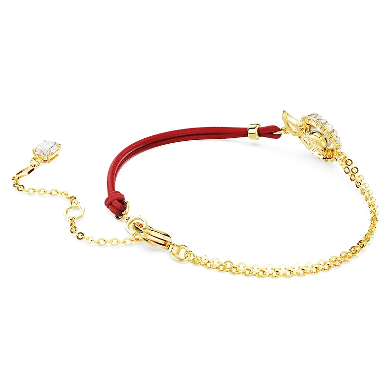 Snake bracelet, Crystal pearl, Mixed cuts, Year of the Snake, Red, 18K gold finish