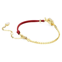 Snake bracelet, Crystal pearl, Mixed cuts, Year of the Snake, Red, 18K gold finish