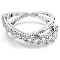 Hyperbola ring, Mixed cuts, White, Silver-tone finish by SWAROVSKI