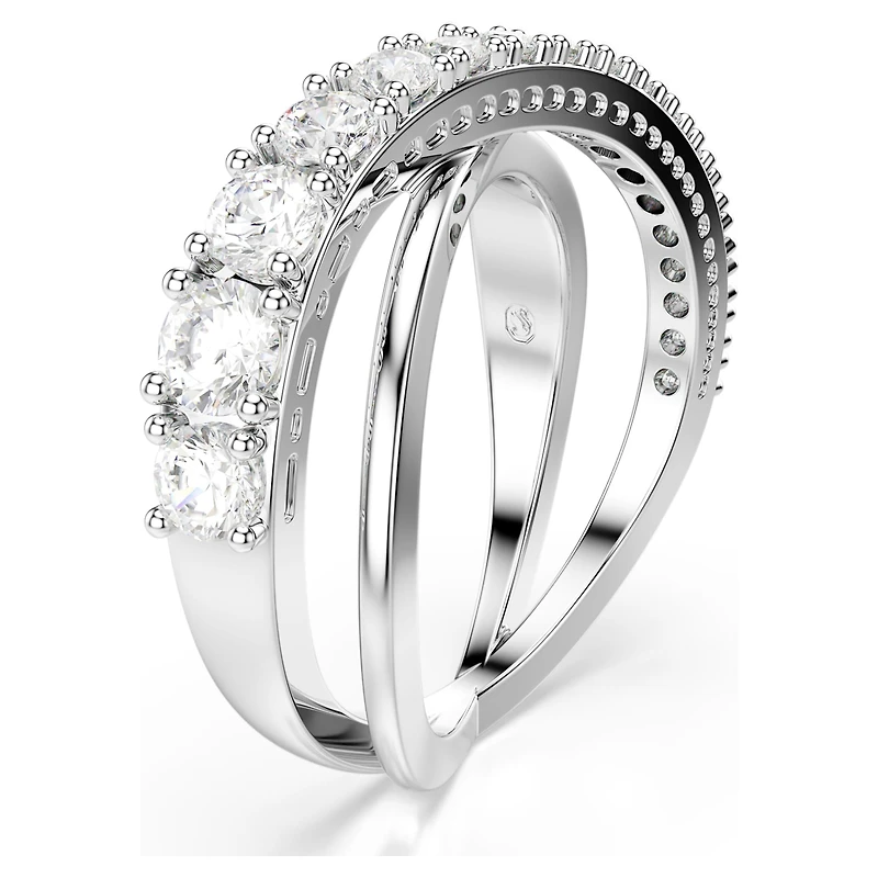 Hyperbola ring, Mixed cuts, White, Silver-tone finish by SWAROVSKI