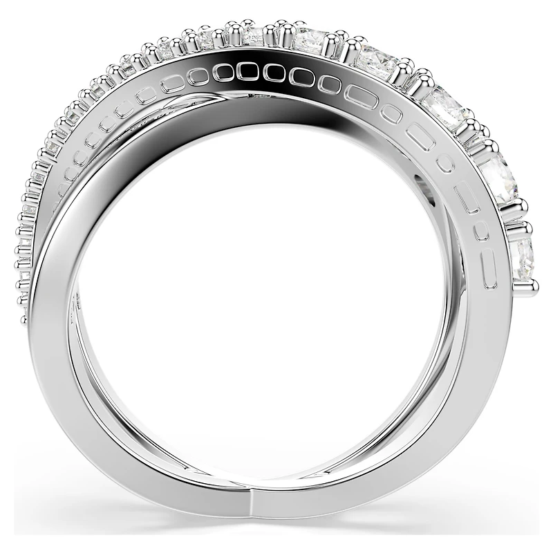 Hyperbola ring, Mixed cuts, White, Silver-tone finish by SWAROVSKI