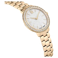 Matrix 3-link watch, Swiss Made, Metal bracelet, Gold tone, Champagne gold-tone finish by SWAROVSKI