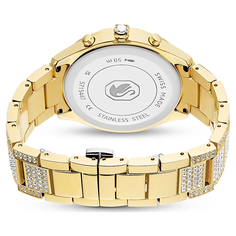 Dextera lux watch, Swiss Made, Metal bracelet, Gold tone, Gold-tone finish by SWAROVSKI