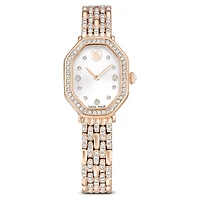 Dextera octagon watch, Swiss Made, Metal bracelet, Gold tone, Rose gold-tone finish by SWAROVSKI