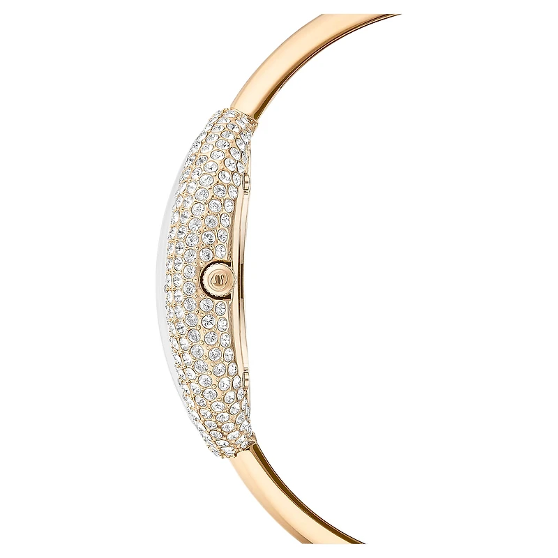 Imber bangle watch, Swiss Made, Metal bracelet, Gold tone, Champagne gold-tone finish by SWAROVSKI