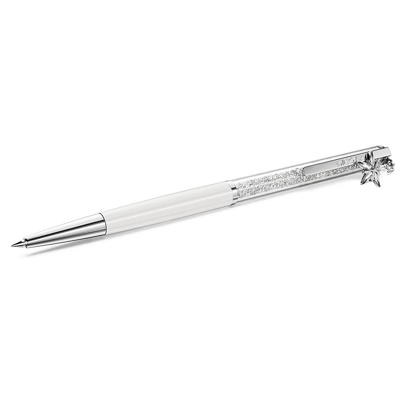 Crystalline ballpoint pen, White, White lacquered, chrome plated by SWAROVSKI
