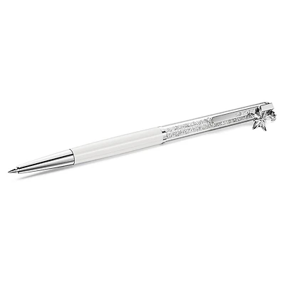 Crystalline ballpoint pen, White, White lacquered, chrome plated
