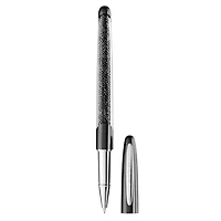Crystalline rollerball pen, Black, Chrome plated by SWAROVSKI