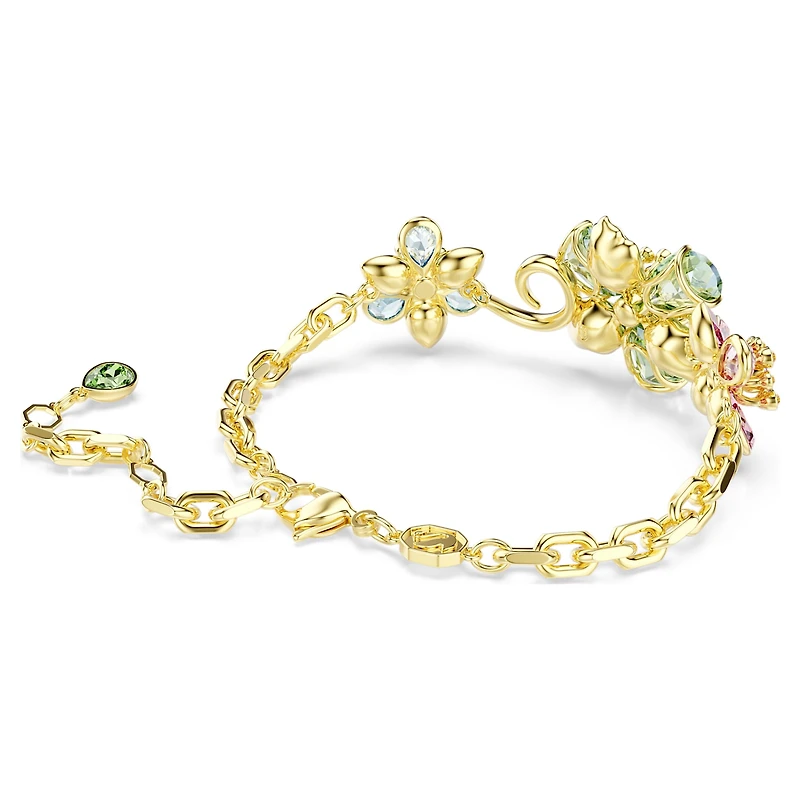 Idyllia bracelet, Mixed cuts, Flower, Multicoloured, 18K gold finish