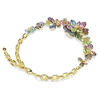Idyllia necklace, Mixed cuts, Pavé, Flower, Multicoloured, 18K gold finish