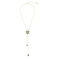 Idyllia Y pendant, Mixed cuts, Flower, Multicoloured, 18K gold finish