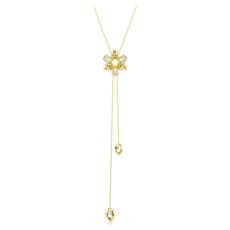 Idyllia Y pendant, Mixed cuts, Flower, Multicoloured, 18K gold finish