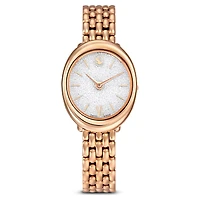 Imber oval watch, Swiss Made, Metal bracelet, Gold tone, Rose gold-tone finish by SWAROVSKI