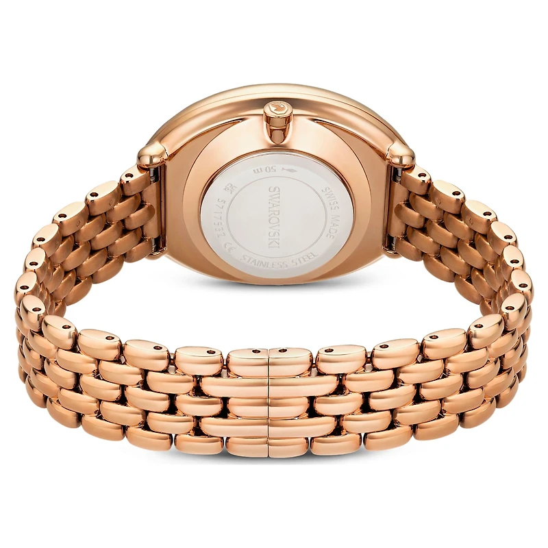 Imber oval watch, Swiss Made, Metal bracelet, Gold tone, Rose gold-tone finish by SWAROVSKI