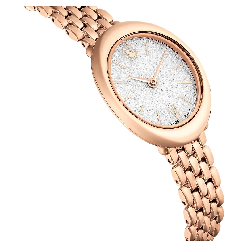 Imber oval watch, Swiss Made, Metal bracelet, Gold tone, Rose gold-tone finish by SWAROVSKI