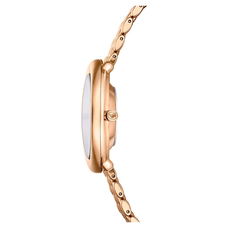 Imber oval watch, Swiss Made, Metal bracelet, Gold tone, Rose gold-tone finish by SWAROVSKI
