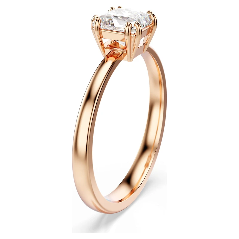 Attract ring, Square cut, White, 18K rose gold finish