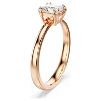 Attract ring, Square cut, White, 18K rose gold finish