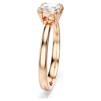 Attract ring, Square cut, White, 18K rose gold finish