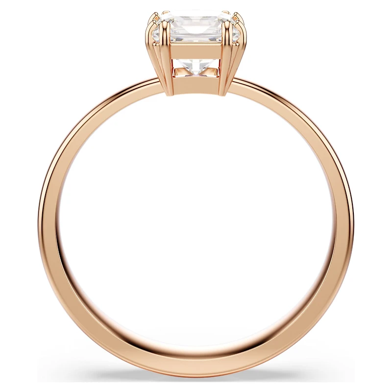 Attract ring, Square cut, White, 18K rose gold finish