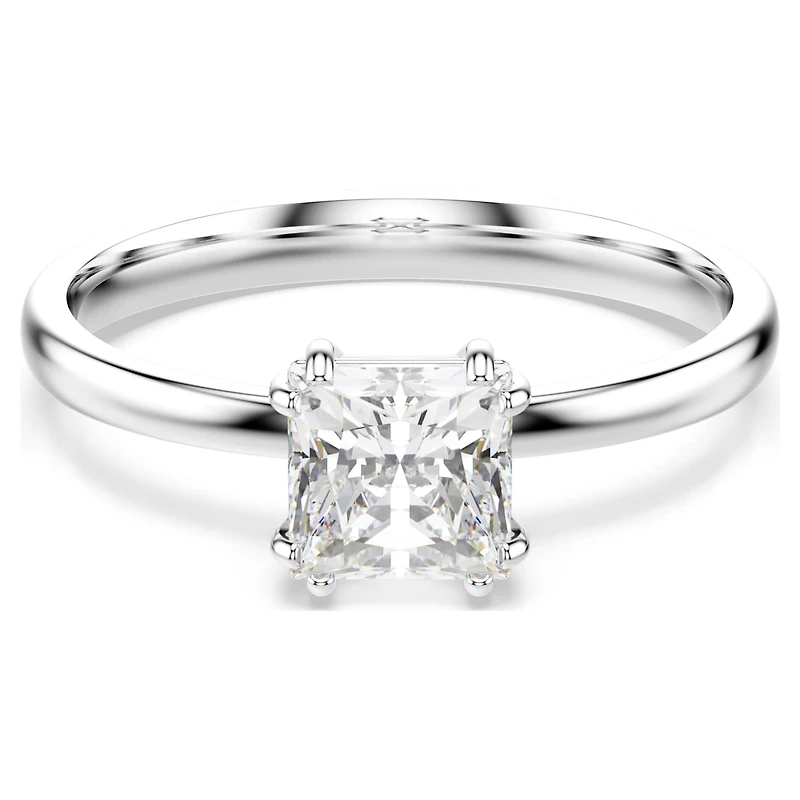 Attract ring, Square cut, White, Rhodium plated by SWAROVSKI