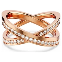 Delta ring, Round cut, White, 18K rose gold finish