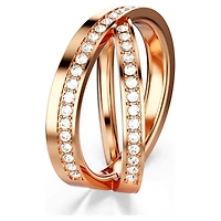 Delta ring, Round cut, White, 18K rose gold finish